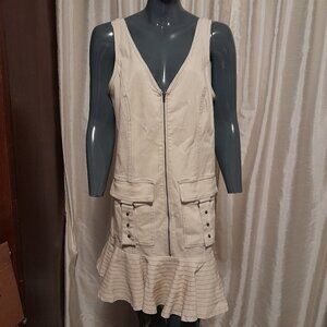 VENUS Cream & Tan Denim Mermaid Sleeveless Dress Women's Plus Size 16